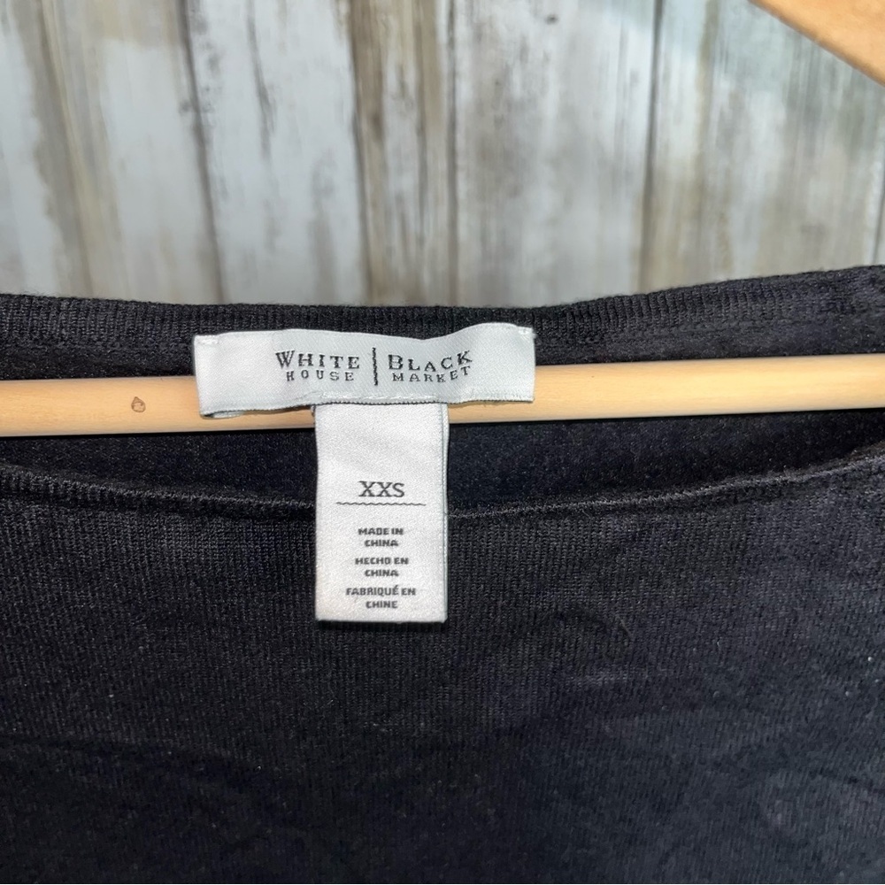 White House Black Market Black Tiered Sleeve Blouse - Picture 4 of 4